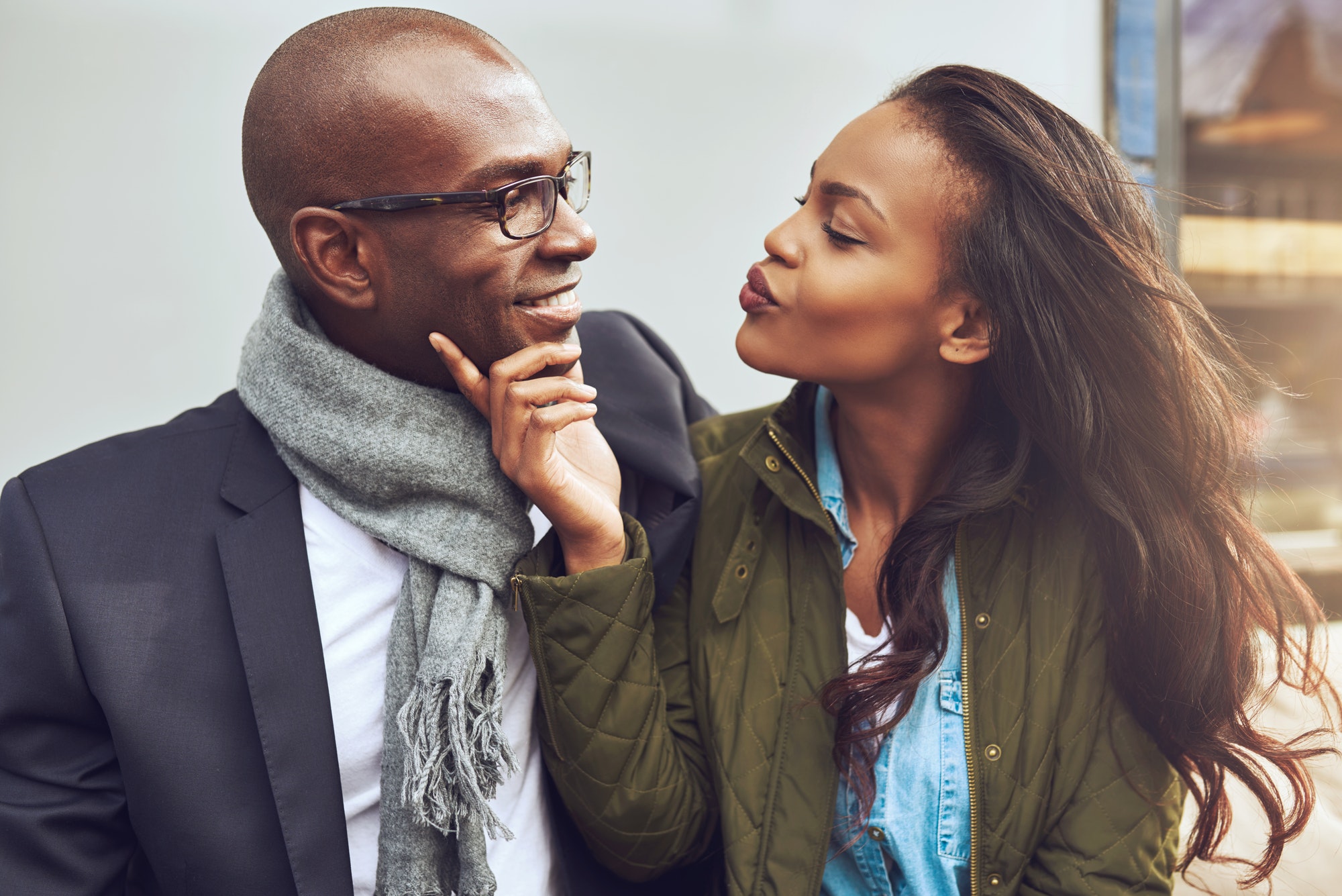 Flirting young African American woman